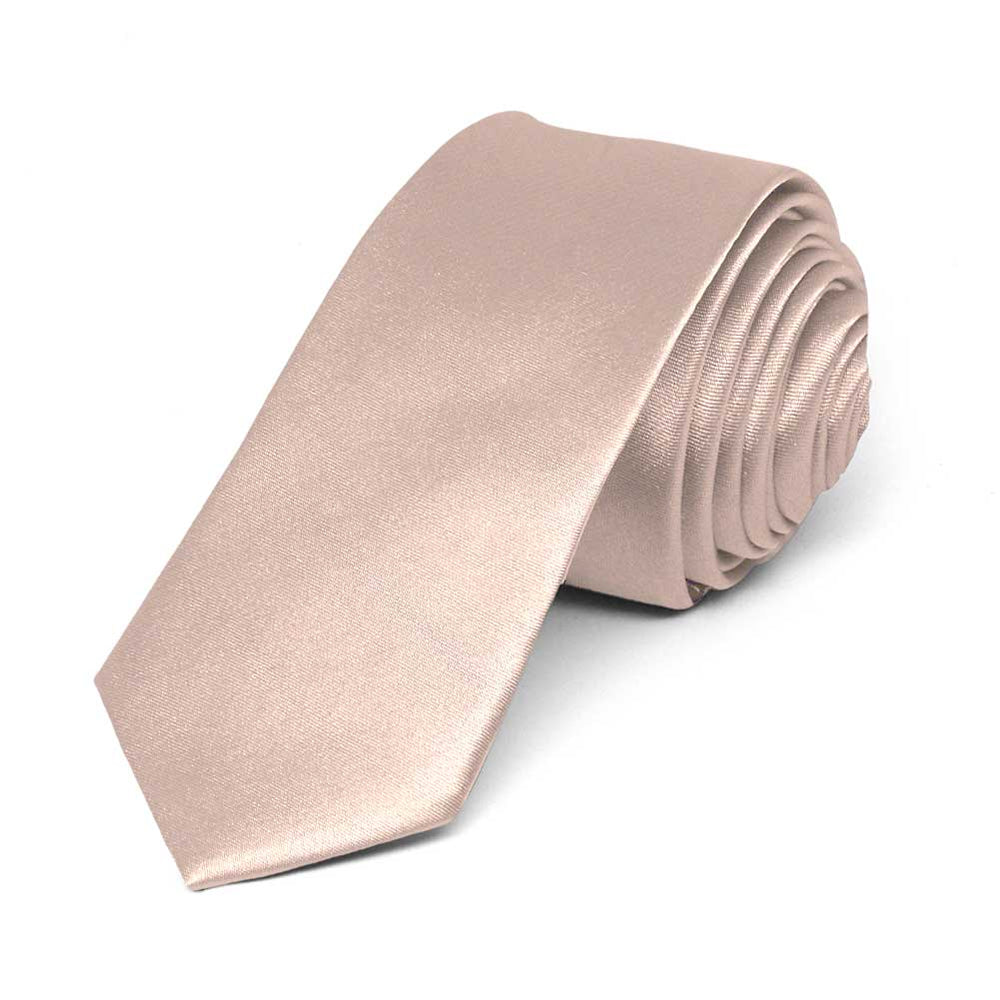 Blush Pink Skinny Solid Color Necktie, 2