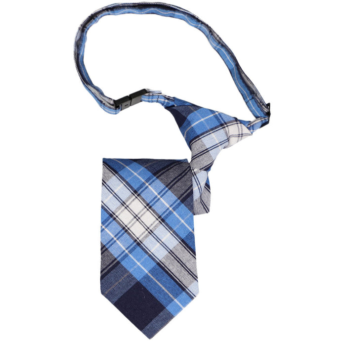 Boys' blue plaid breakaway tie