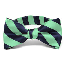 Load image into Gallery viewer, Boys&#39; Bright Mint and Navy Blue Striped Bow Tie