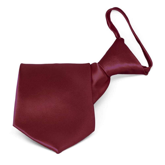 Boys' Burgundy Solid Color Zipper Tie