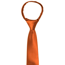 Load image into Gallery viewer, The knot and front of a boys zipper tie