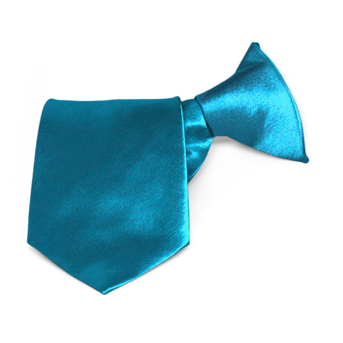 Boys' Caribbean Blue Solid Color Clip-On Tie