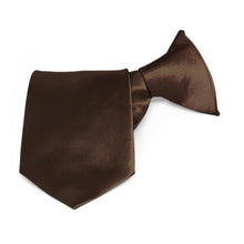 Load image into Gallery viewer, Boys&#39; Chestnut Brown Solid Color Clip-On Tie