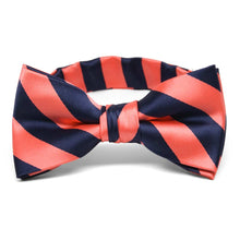 Load image into Gallery viewer, Boys&#39; Bright Coral and Navy Blue Striped Bow Tie