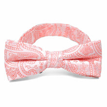Load image into Gallery viewer, Boys&#39; coral paisley bow tie, up close front view