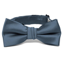 Load image into Gallery viewer, Boys&#39; size dusty blue bow tie with a band collar