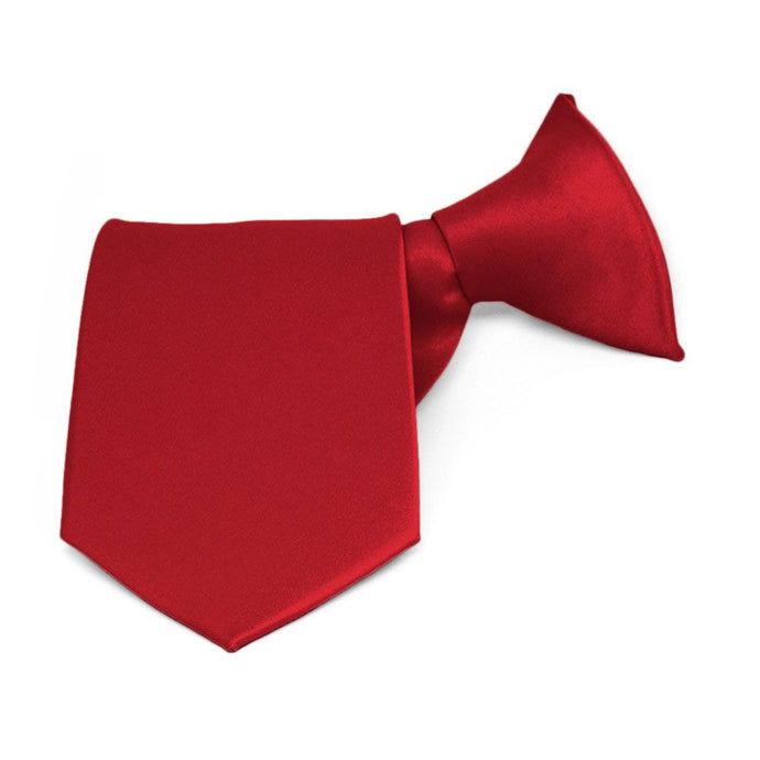 Boys' Festive Red Solid Color Clip-On Tie, 14