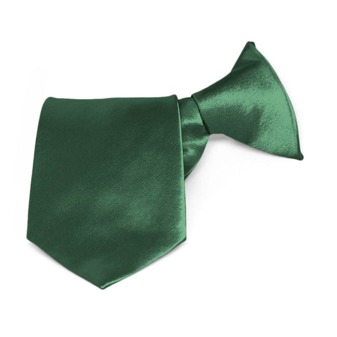 Boys' Forest Green Solid Color Clip-On Tie