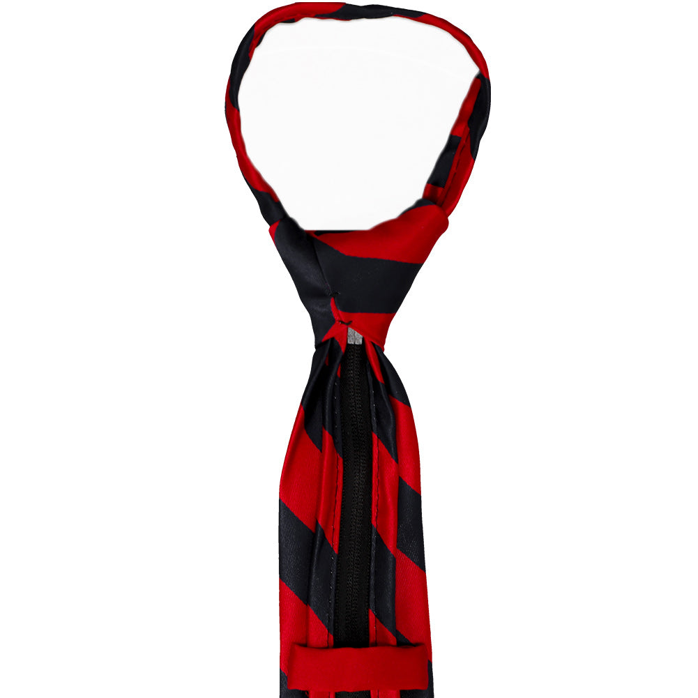 TieMart Red Solid Color Zipper Tie