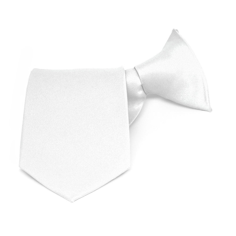 Boys' White Solid Color Clip-On Ties | Shop at TieMart – TieMart, Inc.