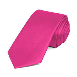 Bright Fuchsia Slim Solid Color Necktie, 2.5" Width