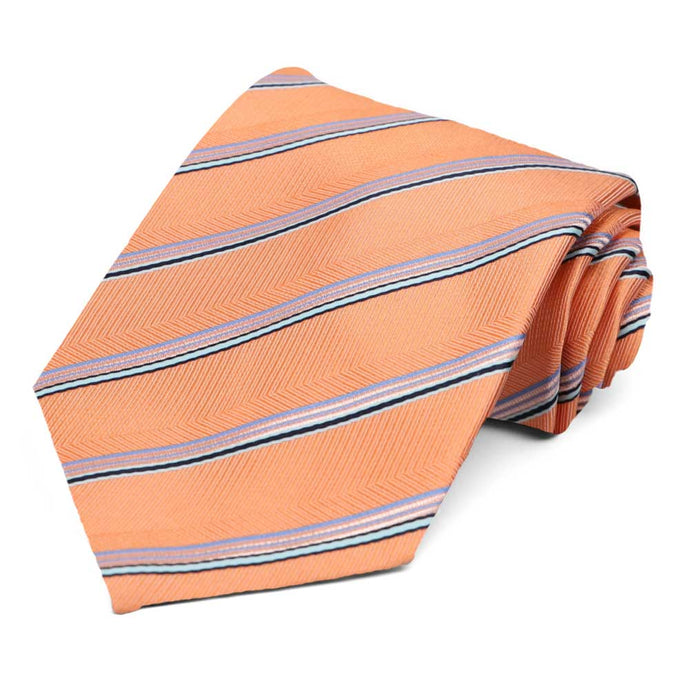 Bright Tangerine Hayward Striped Necktie