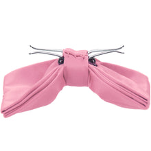 Load image into Gallery viewer, Side view of an opened bubblegum pink clip-on tie