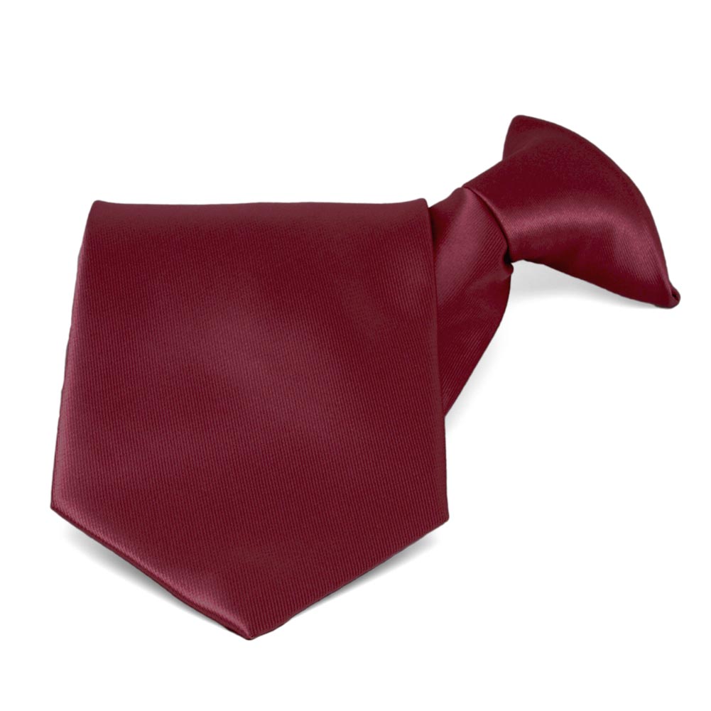 Men's Clip On Tie - Maroon With Silver Stripes, 20 Inch Length, Handmade In UK