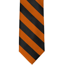 Load image into Gallery viewer, Burnt orange and black striped tie, front flat view