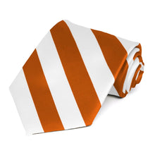 Load image into Gallery viewer, Burnt Orange and White Striped Tie