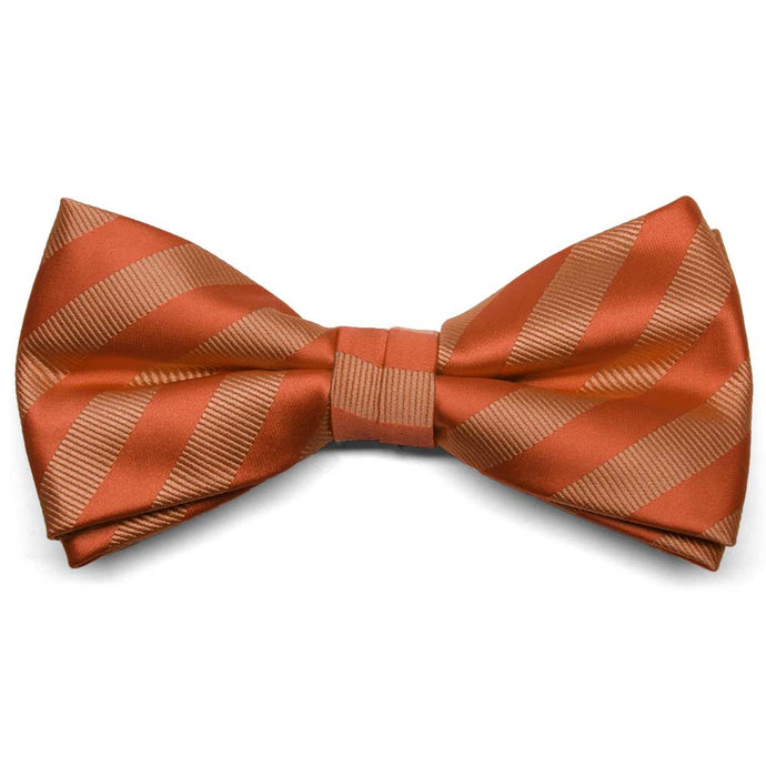 Burnt Orange Formal Striped Bow Tie