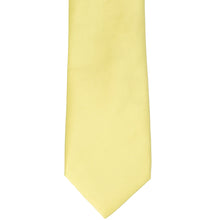 Load image into Gallery viewer, Front flat view of a light butter yellow solid tie