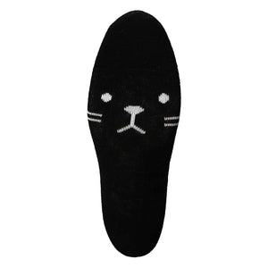 Sock bottom with a black and white cat face