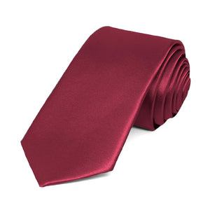 Claret Slim Solid Color Necktie, 2.5" Width