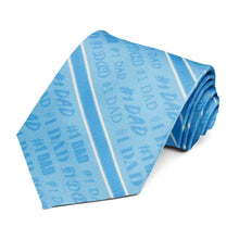 Load image into Gallery viewer, #1 dad striped novelty tie in light blue and white