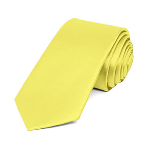 Daffodil Yellow Slim Solid Color Necktie, 2.5" Width