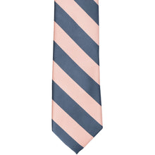 Load image into Gallery viewer, The front of a dusty blue and petal striped tie, laid out flat