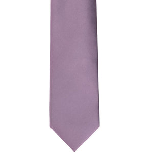 Front bottom view of a dusty lilac slim tie