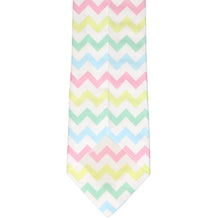 Load image into Gallery viewer, Back of necktie with a large chevron pattern in spring colors
