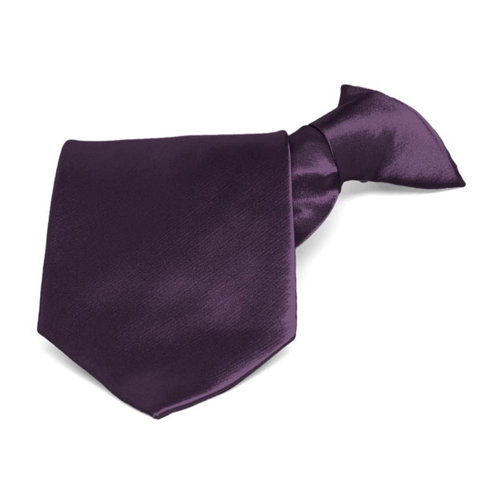 Eggplant Purple Solid Color Clip-On Tie