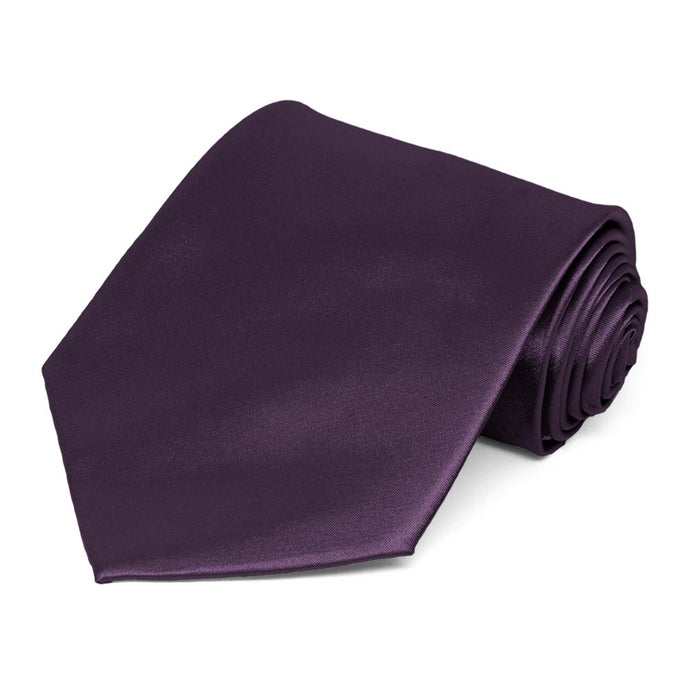 Eggplant Purple Extra Long Solid Color Necktie