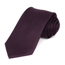 Load image into Gallery viewer, Eggplant Purple Herringbone Silk Slim Necktie, 2.5&quot; Width