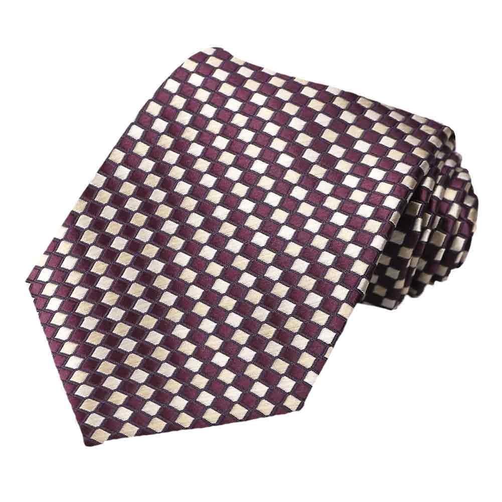 Eggplant Purple Geometric Tie Shop at TieMart TieMart, Inc.
