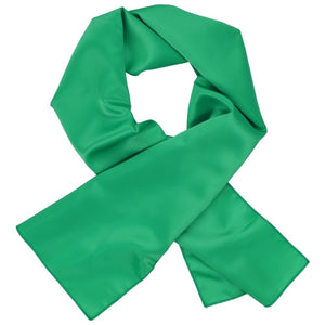 Women's emerald green solid color scarf, crossed over itself