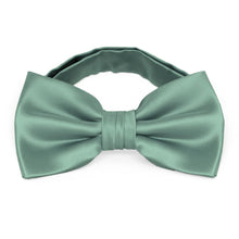 Load image into Gallery viewer, A pre-tied band collar bow tie in a eucalyptus green color