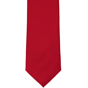 Front bottom view of a festive red tie
