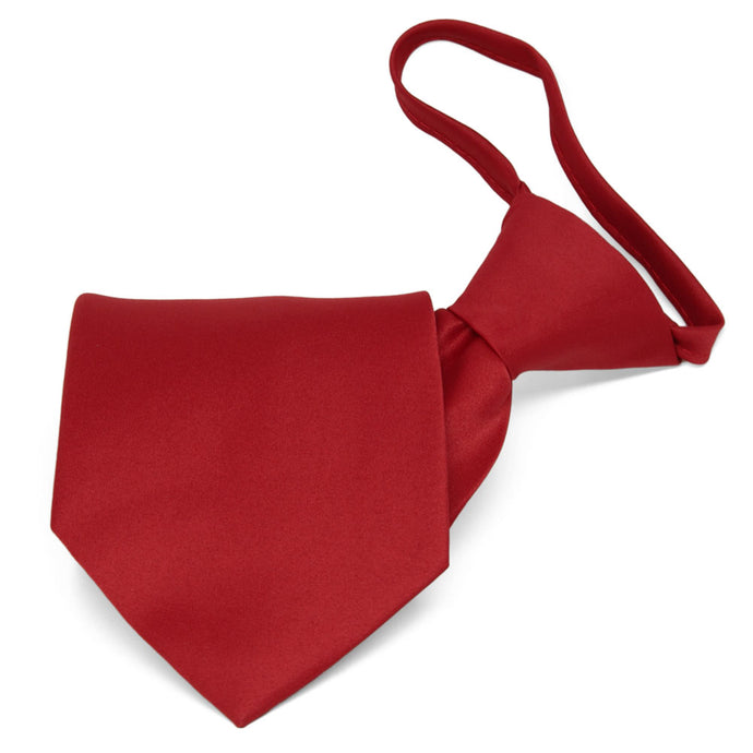 Festive Red Solid Color Zipper Tie