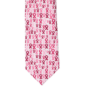 Front view of a pink ribbon novelty tie