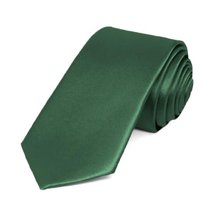 Forest Green Slim Solid Color Necktie, 2.5" Width