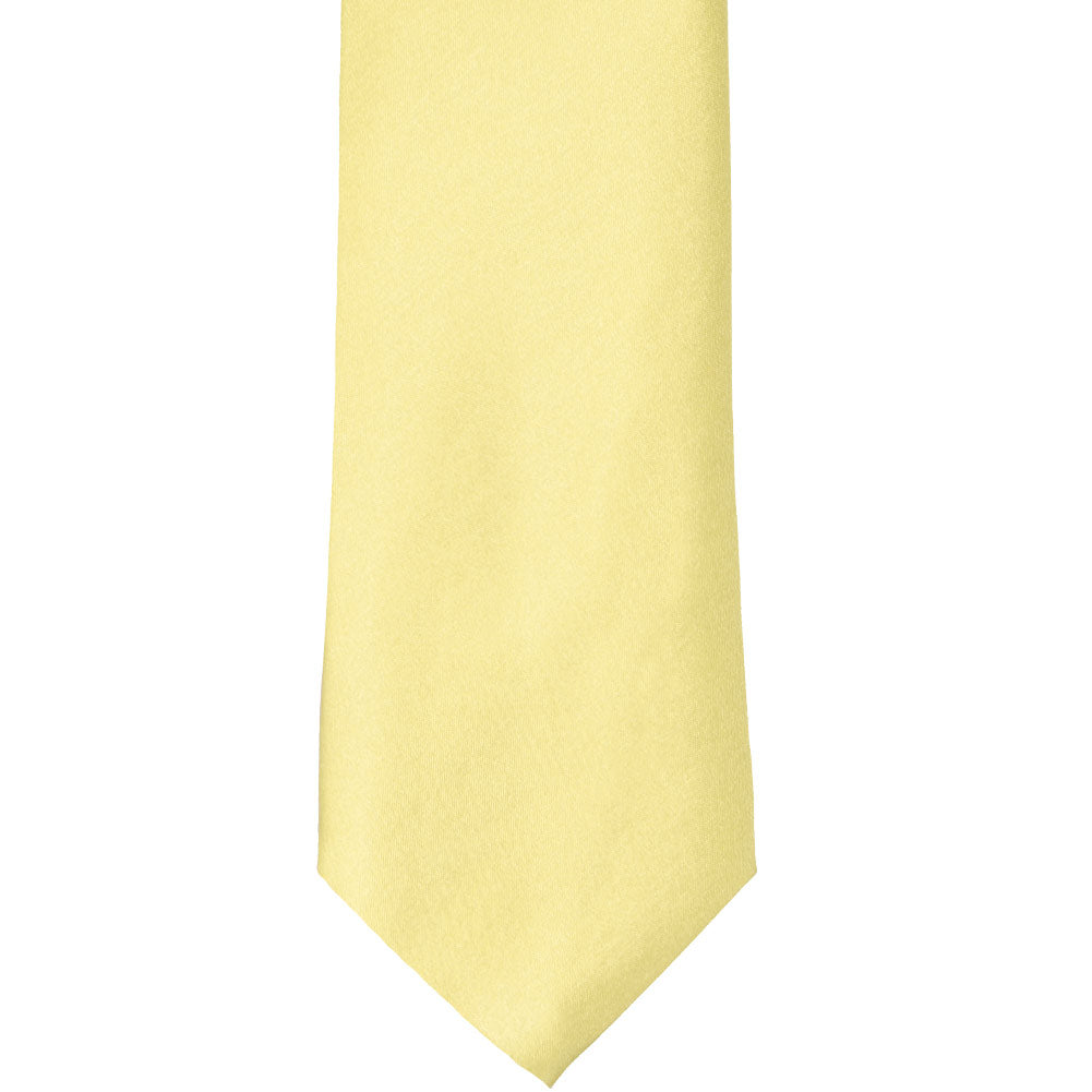 TieMart Men's Golden Yellow Solid Color Necktie - 100% Polyester Satin Finish Classic Tie - View #9