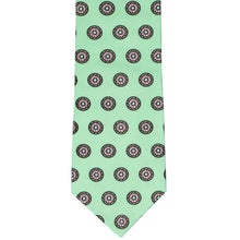 Load image into Gallery viewer, Front view mint necktie with pink frosted donut pattern