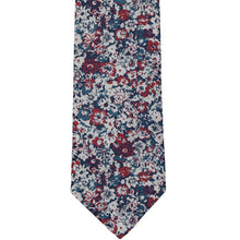 Load image into Gallery viewer, Front view of a burgundy and loch blue floral tie