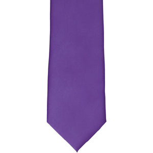 Front bottom view of a solid color purple staff tie