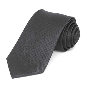 Graphite Gray Herringbone Silk Slim Necktie, 2.5" Width
