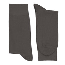 Load image into Gallery viewer, Pair of men&#39;s graphite gray dress socks folded flat