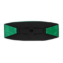 Load image into Gallery viewer, The back of a green cummerbund, including the black elastic strap