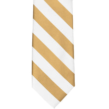 Load image into Gallery viewer, Front view of a honey gold and white striped tie