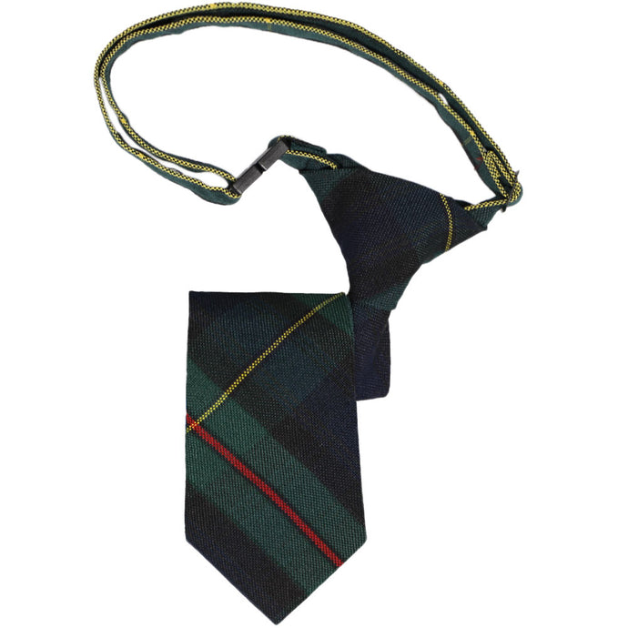 Navy blue and hunter green plaid breakaway tie for boys