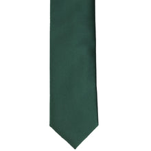 Load image into Gallery viewer, Front bottom of view of a hunter green tie in a slim width