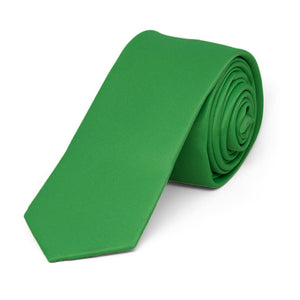 Irish Green Skinny Solid Color Necktie, 2" Width